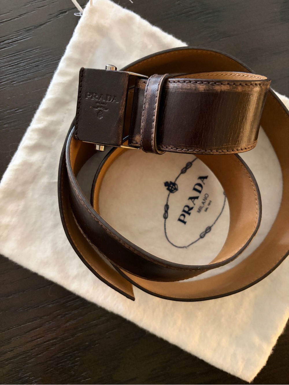 Vintage Prada Leather Plaque Buckle Belt - Archive (1990s/2000s)